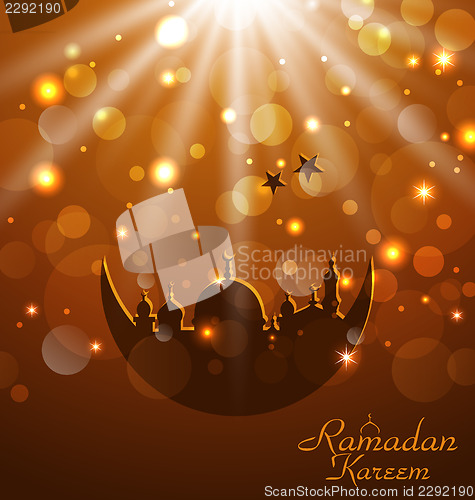Image of Celebration glowing card for Ramadan Kareem