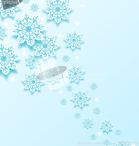 Image of Christmas cold background with snowflakes