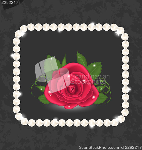 Image of Vintage with red rose and pearls 