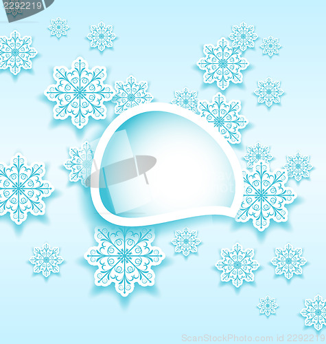 Image of Abstract bubble with set snowflakes