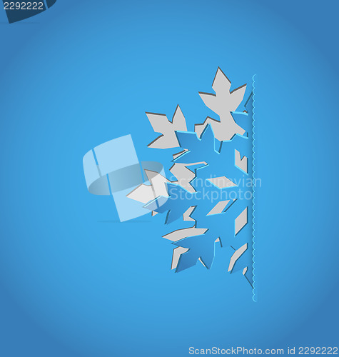 Image of Cut out snowflake, blue paper