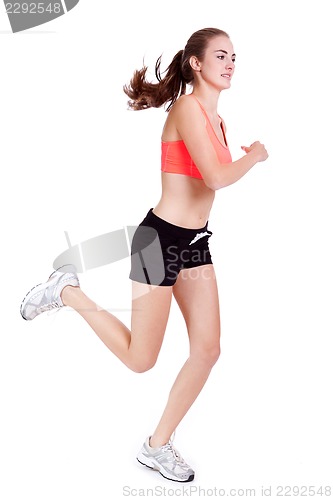 Image of young attractive woman jogging jogger sport isolated