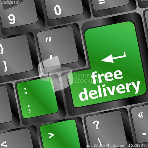 Image of free delivery key on laptop keyboard button