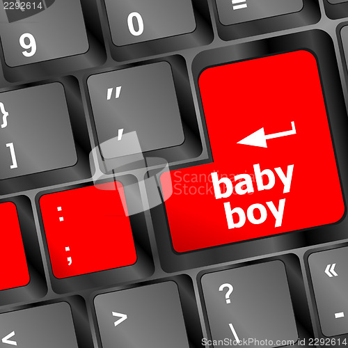 Image of baby boy message on keyboard enter key