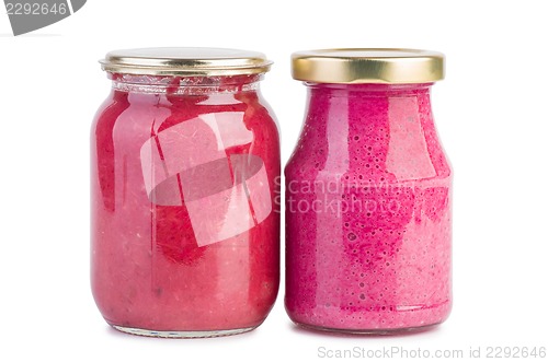 Image of Glass jars with horseradish sauces