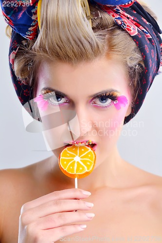 Image of Beautiful Woman with  Luxury Makeup