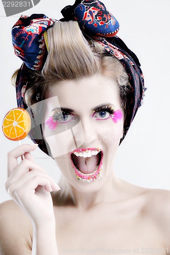 Image of Beautiful Woman with  Luxury Makeup