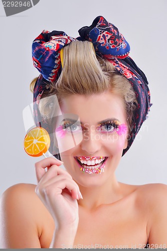 Image of Beautiful Woman with  Luxury Makeup