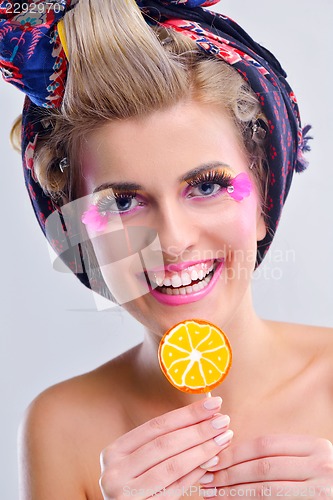 Image of Beautiful Woman with  Luxury Makeup