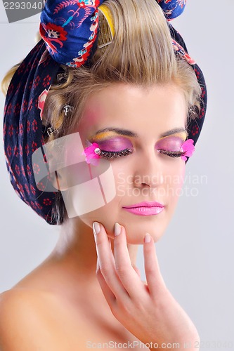Image of Beautiful Woman with  Luxury Makeup