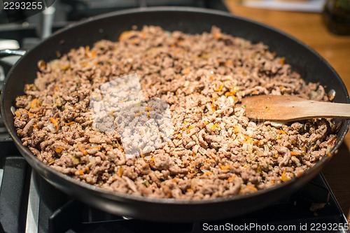 Image of Minced meat in frying pan