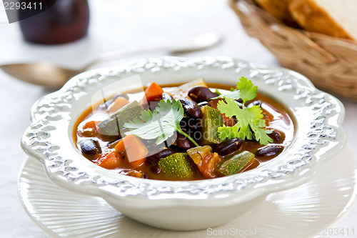 Image of Bean with zucchini and  carrot soup