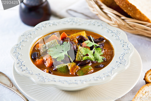 Image of Bean with zucchini and  carrot soup
