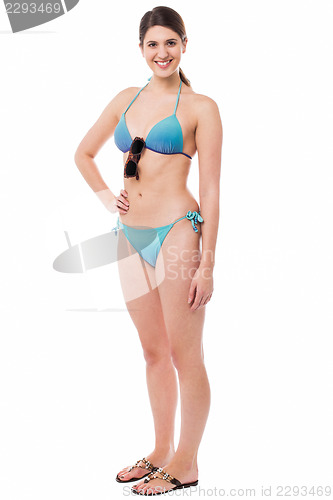 Image of Sexy bikini model, full length studio shot