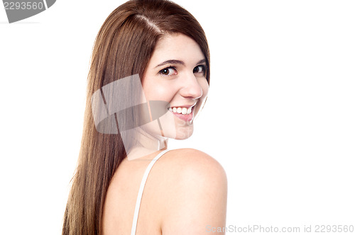 Image of Sensual woman wearing a bright smile
