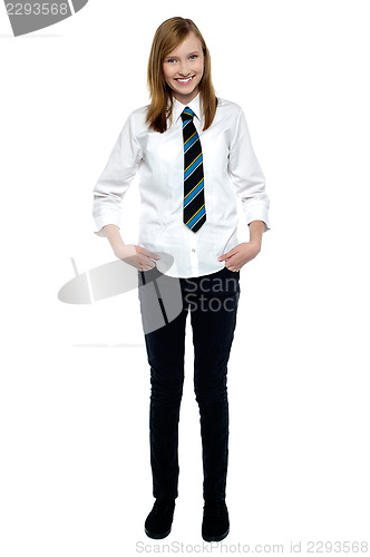 Image of Young stylish high school girl 