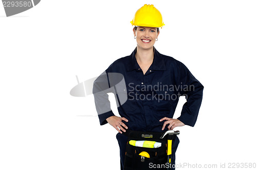 Image of Casual woman construction worker portrait