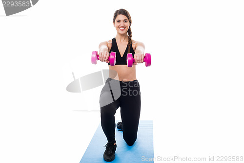 Image of Fitness woman doing stretching exercise