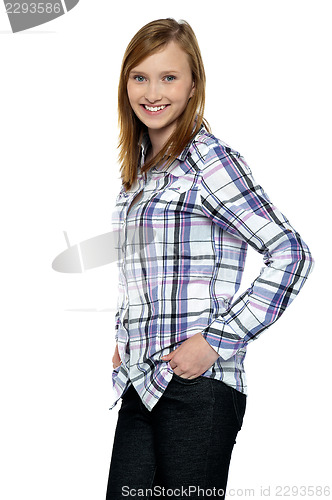 Image of Attractive girl passing smile to you