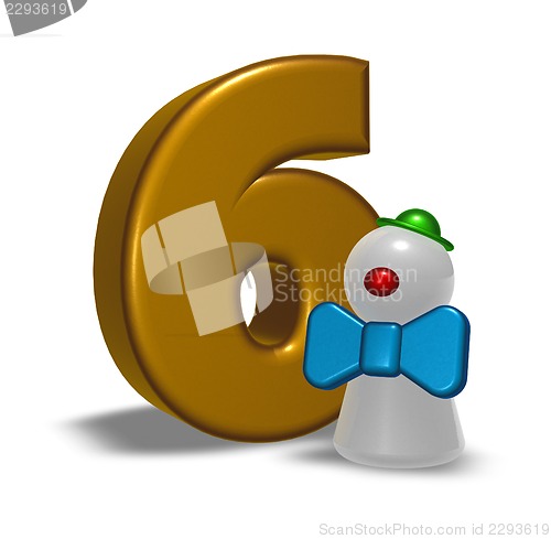 Image of number six and clown