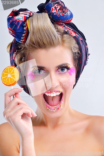 Image of Beautiful Woman with  Luxury Makeup