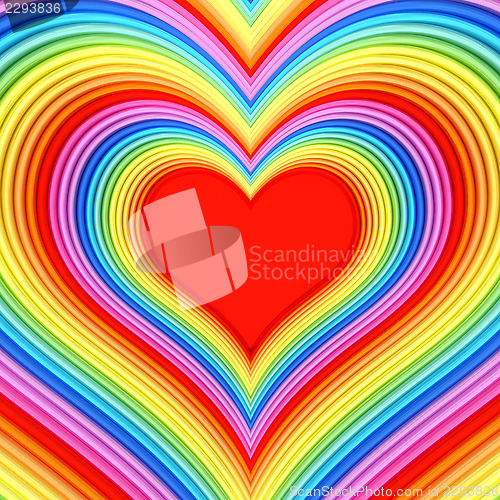 Image of Colorful glossy heart shape with red center