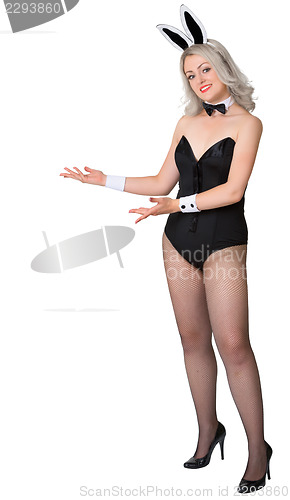 Image of Beautiful sexy girl with a welcoming gesture