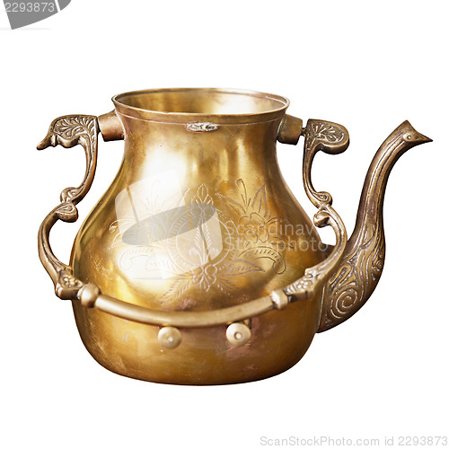 Image of Ancient Indian copper teapot with patterns