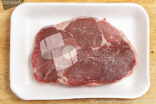 Image of Lamb leg chop on tray