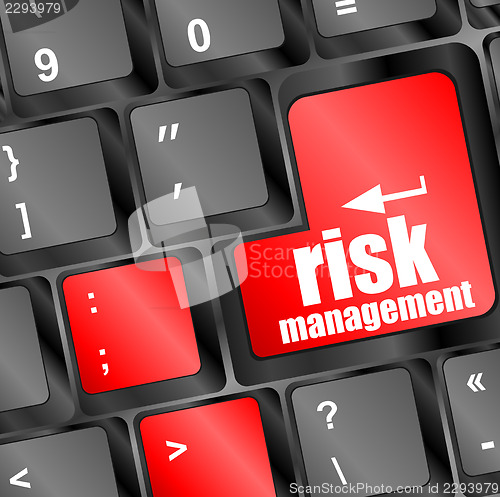 Image of Keyboard with risk management button, internet concept