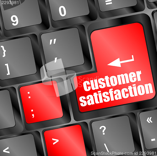 Image of customer satisfaction key word on computer keyboard