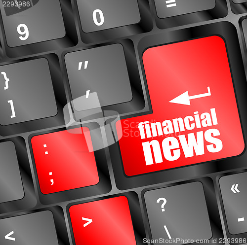 Image of financial news button on computer keyboard key