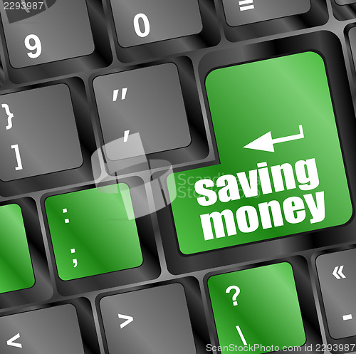 Image of saving money button on computer keyboard key