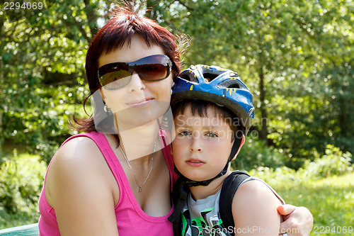 Image of Mother and her son outdoor