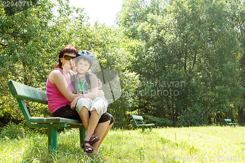 Image of Mother and her son outdoor