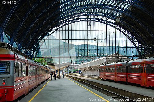 Image of Railway station in Bergen city Norway
