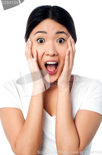 Image of Surprised girl with wide open mouth