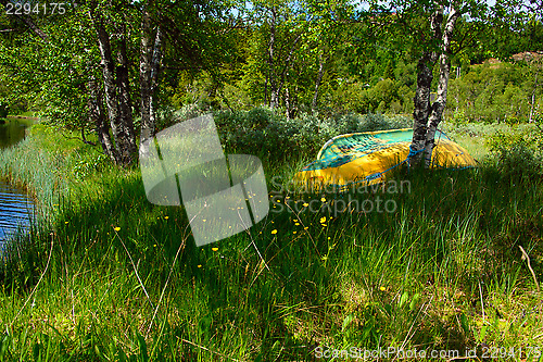 Image of Rowboat under trees