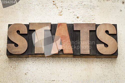 Image of stats (statistics) word in wood type