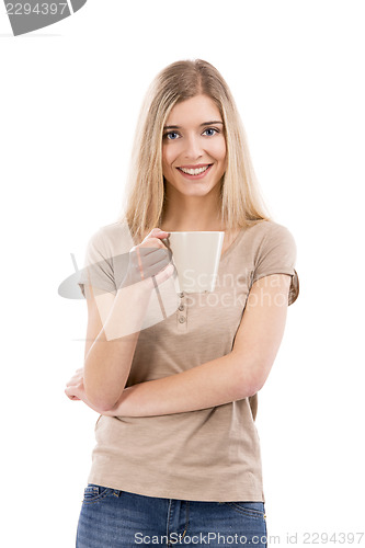 Image of Beautiful woman with a cup of coffee