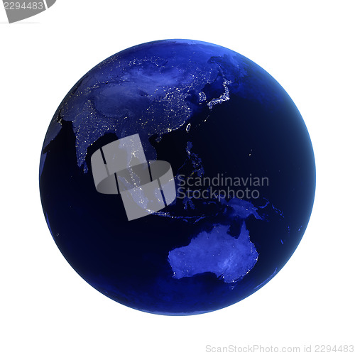Image of Asia and Australia on white