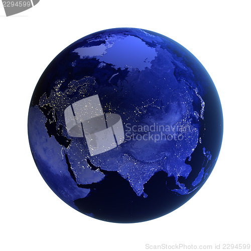 Image of Asia and Russia on white