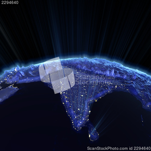 Image of India real relief at night