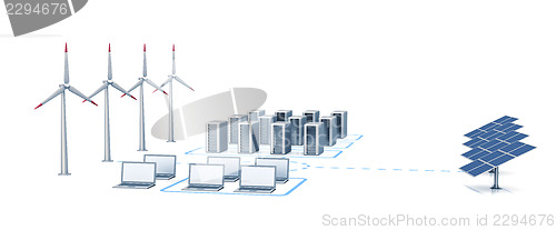 Image of Windmill and solar energy