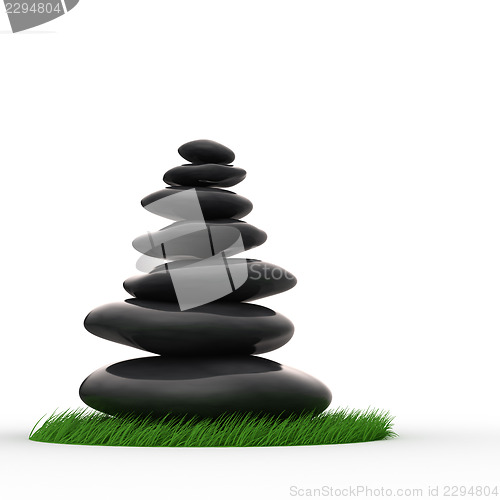 Image of Zen pebbles in balanced row