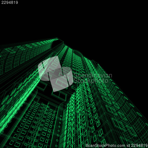 Image of Blueprint in green glow colors