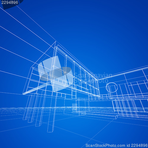 Image of Construction blueprint on blue