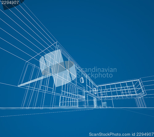 Image of Modern blueprint on blue