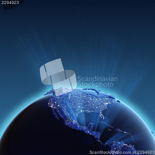 Image of North America city lights