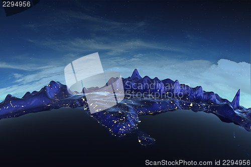 Image of Himalayas real relief under night sky